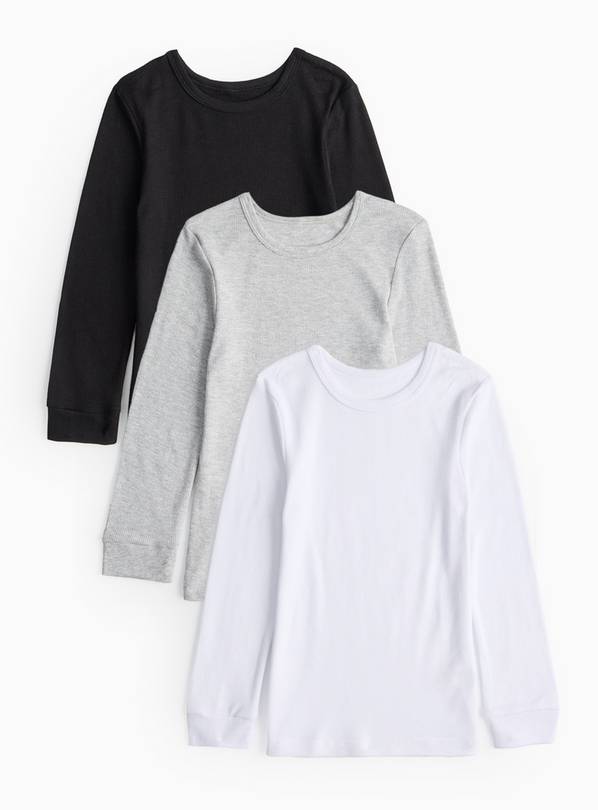 Plain Long Sleeve Thermal Top 3 Pack 3-4 years